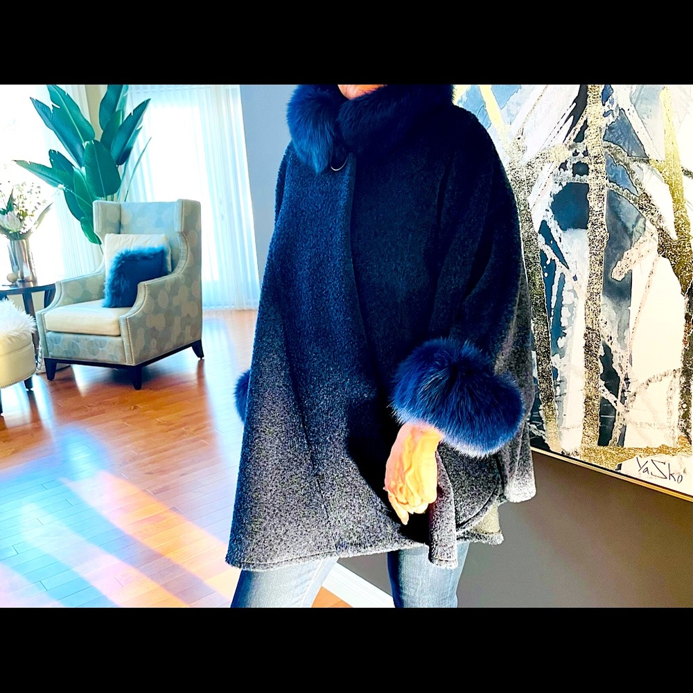 Midnight blue Sagafurs warm multi wear poncho